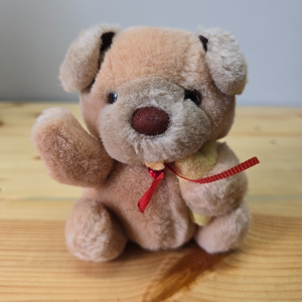 Russ Berrie‎ Vintage Taffy Puppy Plush Dog Stuffed Animal Brown 5 Inch